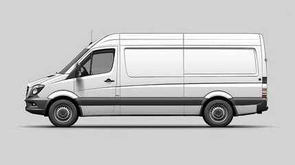 White Delivery Van Side View Graphic Illustration for Transport and Logistics Design