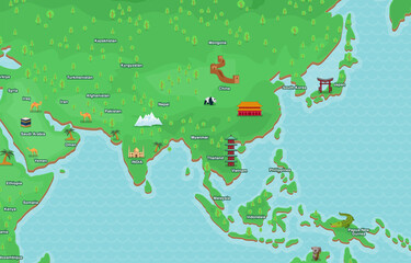 Editable Asia map vector assets with detailed outlines, customizable colors, and scalable formats. Ideal for infographics, presentations, print, and digital design projects.