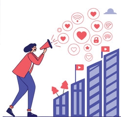 Influencer marketing with social media engagement icons