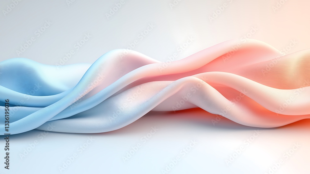 Poster close-up view of abstract textures in flowing fabric - soft digital art background