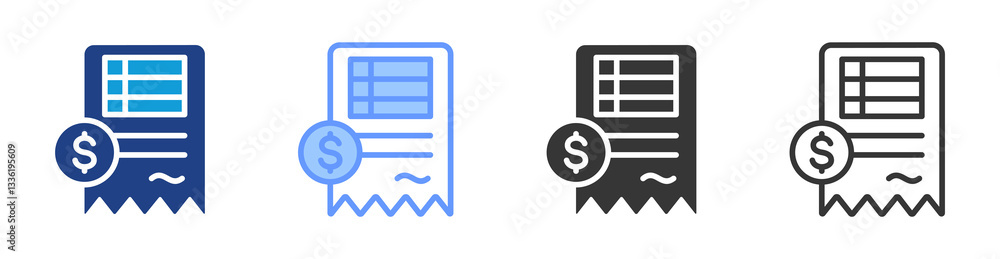 Poster Invoice icon set multiple style collection