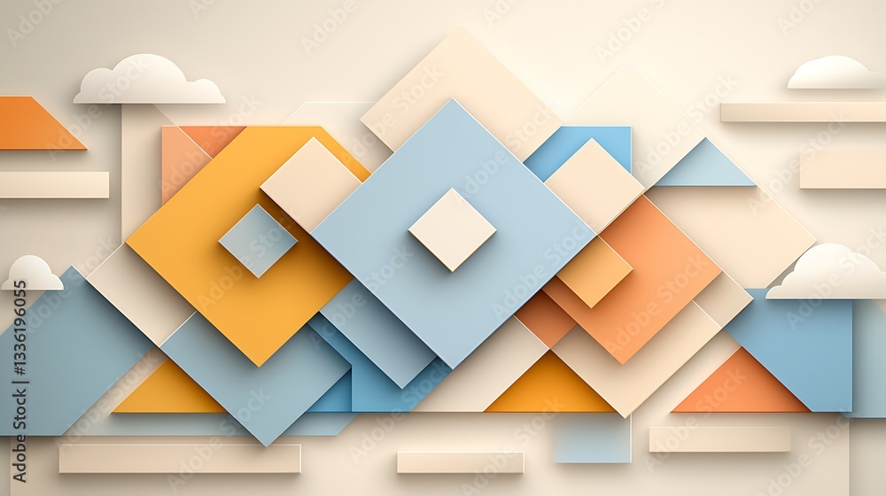 Poster abstract geometric shapes background texture design in soft colors modern creative environment
