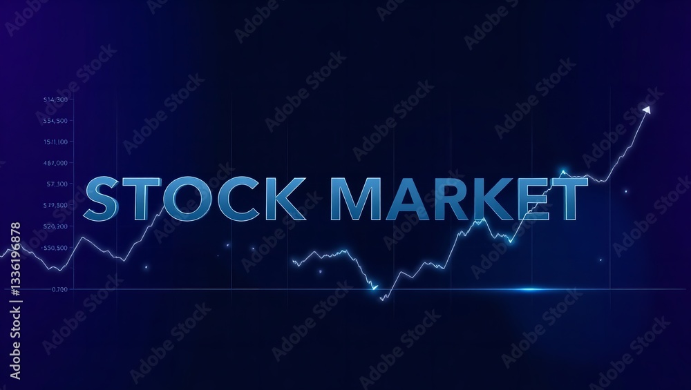 Poster stock market growth a dynamic rise displayed with a glowing blue line graph and sparkling data point