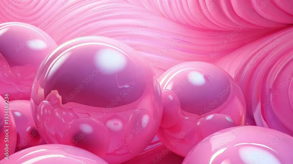 Poster lots of beautiful chaotic and slow translucent spheres on a dark background. suitable for abstract d