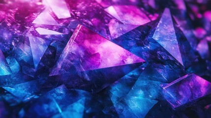 Abstract Colored Shards with Bright Light Reflections and Depth Effects