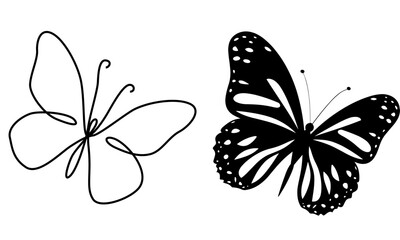 butterfly silhouette set. butterfly  vector illustrations on a white background., butterfly, insect, beauty