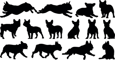 French Bulldog silhouette vector illustration set