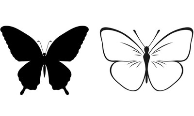 Set of butterfly vector illustrations on a white background