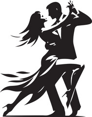 Dancing Couple bold line art silhouette design vector.