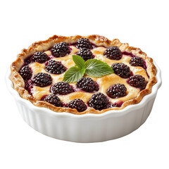 Blackberry Pie in an Elegant White Pan on Transparent Background