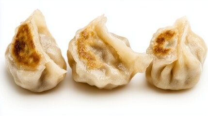 Steamed chive chinese dumplings  on a white background