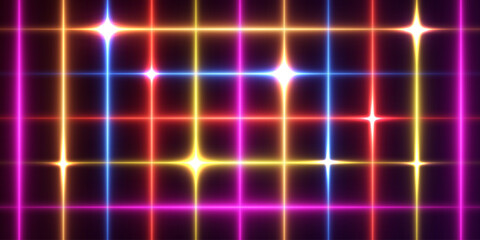 Neon light light background. Highlight of lines and flash.