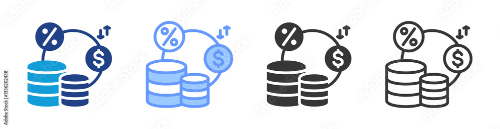 Poster interest rate icon set multiple style collection