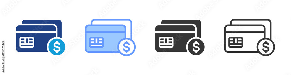 Aufkleber debit icon set multiple style collection
