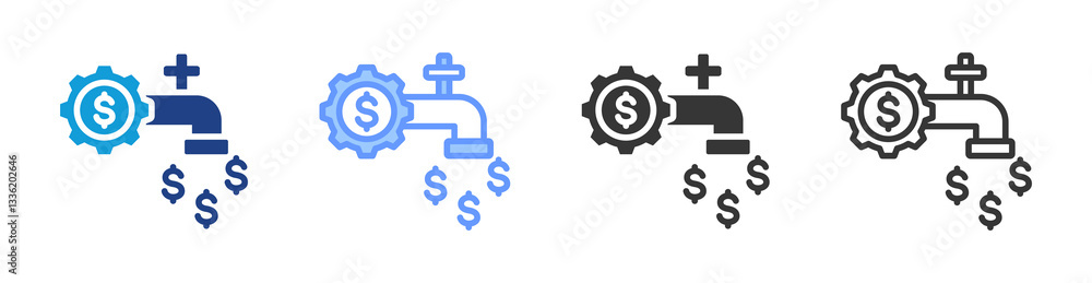 Aufkleber liquidity icon set multiple style collection