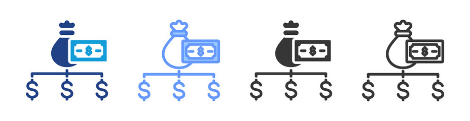 Dividend icon set multiple style collection