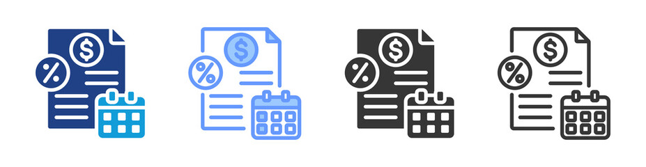 Tax Planning icon set multiple style collection