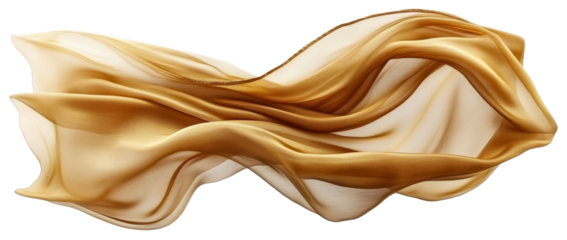 [Transparent Background PNG]Golden Fabric Flowing in Motion