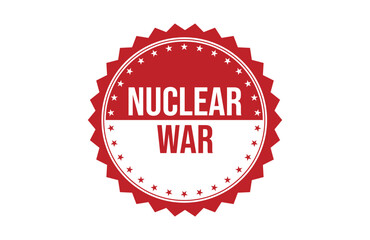 NUCLEAR WAR red ribbon label banner.