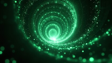 Green Spiral Galaxy: A captivating swirling spiral of vibrant green light, evoking the infinite expanse of the universe and the beauty of cosmic phenomena.