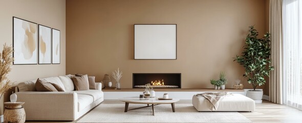 Modern Beige Living Room Interior Design