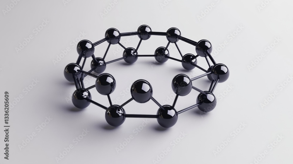 Poster 3d rendered abstract floating icon of connected dots and nodes
