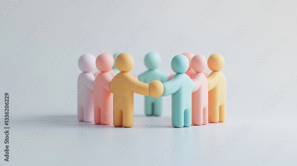 Poster minimalist 3d icon set representing collaboration and teamwork concepts