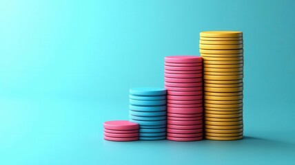 Decision-making risk analysis flat design side view finance theme 3D render split-complementary color scheme