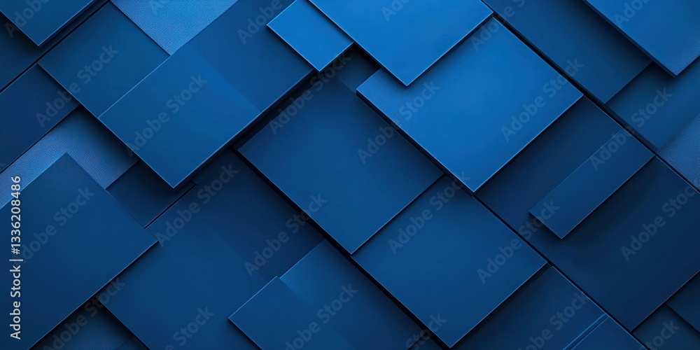 Poster geometric blue mosaic: a mesmerizing, repeating pattern of blue squares creates a dynamic and textur