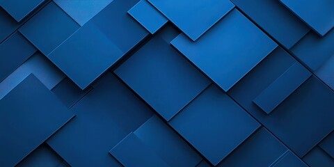 Fototapeta premium Geometric Blue Mosaic: A mesmerizing, repeating pattern of blue squares creates a dynamic and textured background. The interplay of light and shadow adds depth and dimension.