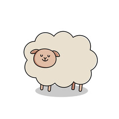 Simple Sheep Cartoon Illustration