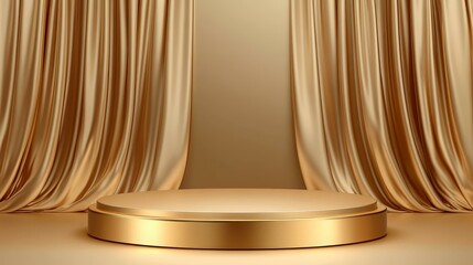 Luxury Gold Podium Display with Drapery