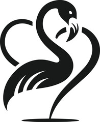 black flamingo making a heart shape vector illustration