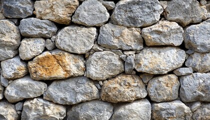 A close up image of stacked grey stone wall