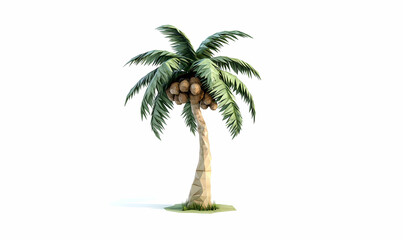 Obraz premium Coconut tree low poly tropical background with abstract polygonal digital design
