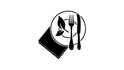 vegan salad symbol, Black Isolated Silhouette