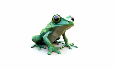 Fototapeta premium Frog low poly amphibian background with abstract polygonal digital design