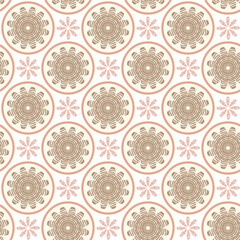 seamless orange red floral monochrome mandala pattern