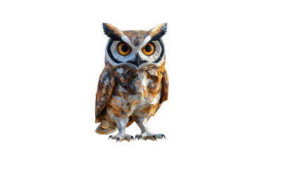 Fototapeta premium Digital owl low poly design with geometric wildlife-inspired style