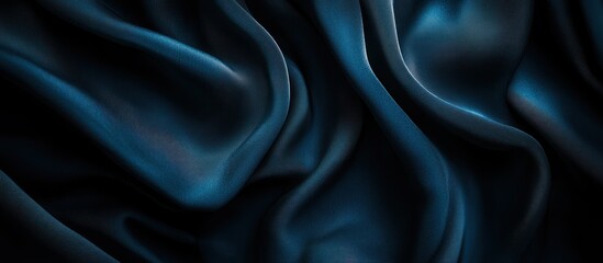 Obraz premium Dark Blue Satin Fabric Displaying Flowing Movement Across The Frame