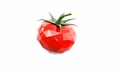 Digital tomato low poly design with geometric farm-inspired style