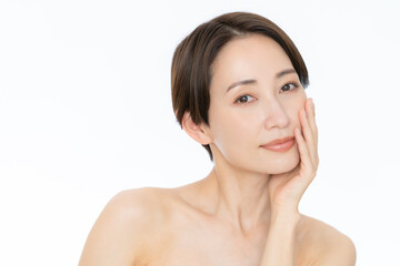 白バックのミドル女性のビューティー