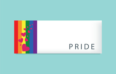 LGBT Pride Banner with Rainbow and Hearts. Love and Equality Concept Editable image.