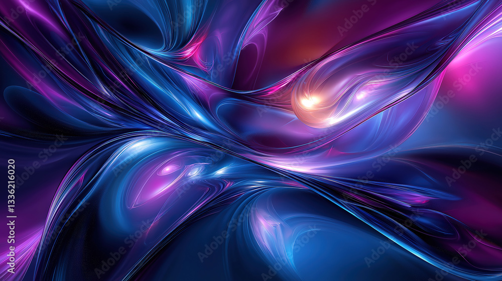 Aufkleber dynamic abstract background with flowing shapes in blue and purple for creative visual projects