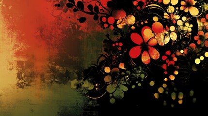 Abstract floral design with vibrant colors and textures, creating a lively background for creative projects