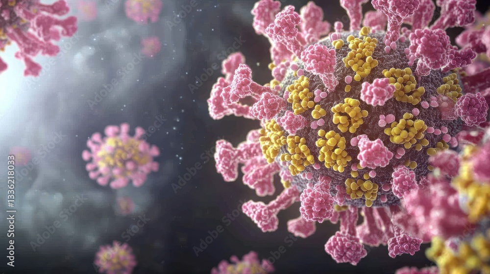 Poster Three dimensional microscopic rendering of a viral infectious structure