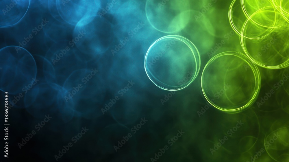 Poster blue and green bokeh circles are featured on the image