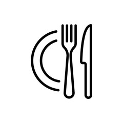 Fork and knife. Cutlery vector icon isolated on white background. Restaurant menu design.