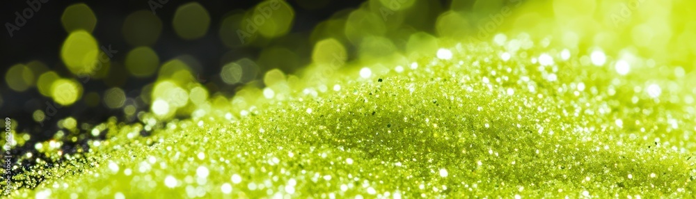 Poster close up view of yellow glittering sparkly material on a dark surface