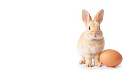 Cute rabbit with an egg for Easter celebration  